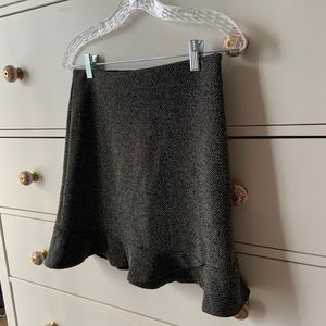 Loft Grey Tweed Peplum Pencil Skirt